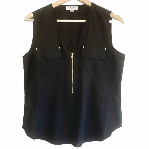 Calvin Klein Black Top with Gold Accents - Picture 1 of 5